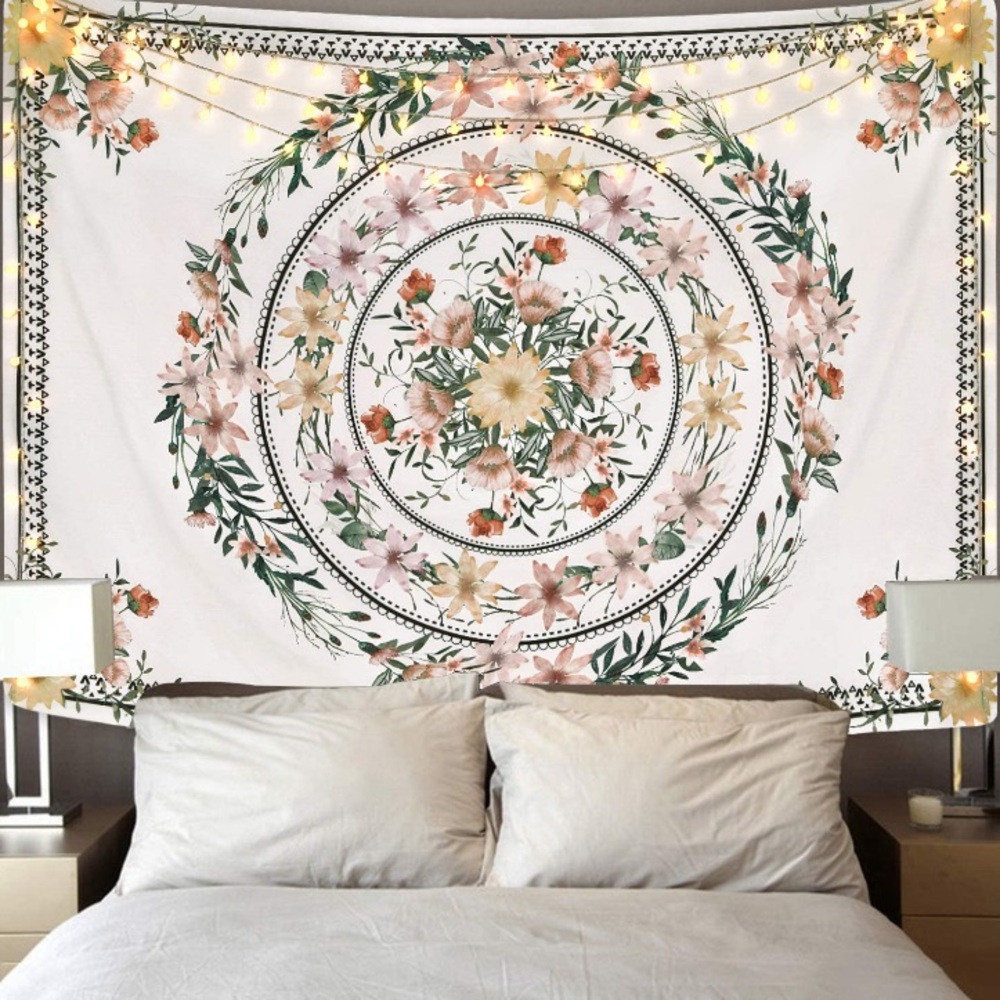 Floral Hippie Bedroom Bohemian Wall Tapestry Art - Picture 6 of 6